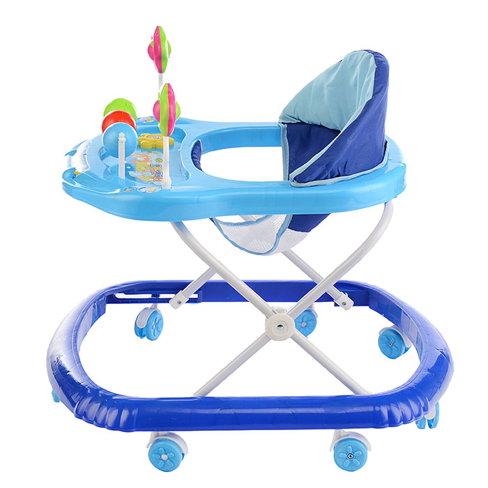 Ходунки 902-C-2 "Шарики с цветочками" с погремушками и шарами (синий-голубой) в пакете