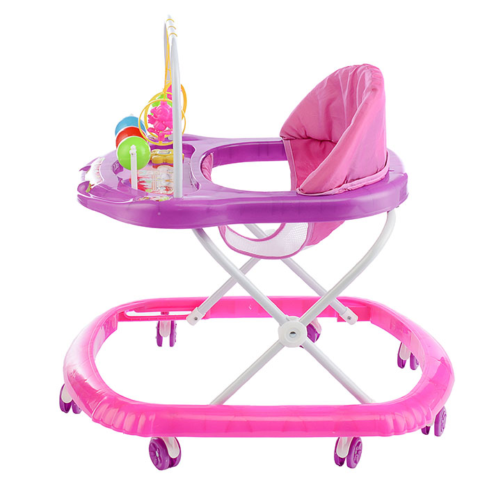 Ходунки 902-E-4 "Шарики" с подвесными игрушками (розовый-сиреневый) в пакете