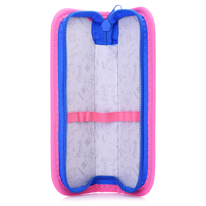 Пенал 1секц, малый "Сердечки-малиновый" принт. ткань "капля"