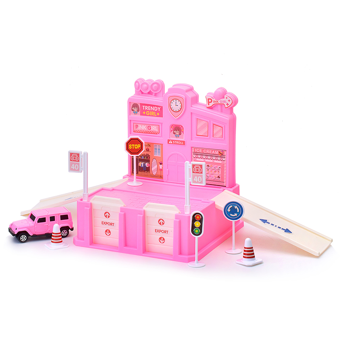 Игровой набор P508 "Паркинг" (96 дет.) розовый, в коробке