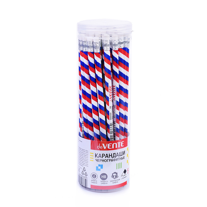 Карандаш чернографитный "Триколор" HB, диаметр грифеля 2 мм, круглый корпус, с запечаткой в