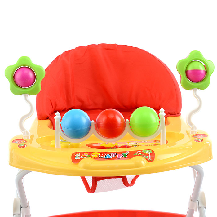 Ходунки 902-C-4 "Шарики с цветочками" с погремушками и шарами (оранжевый) в пакете