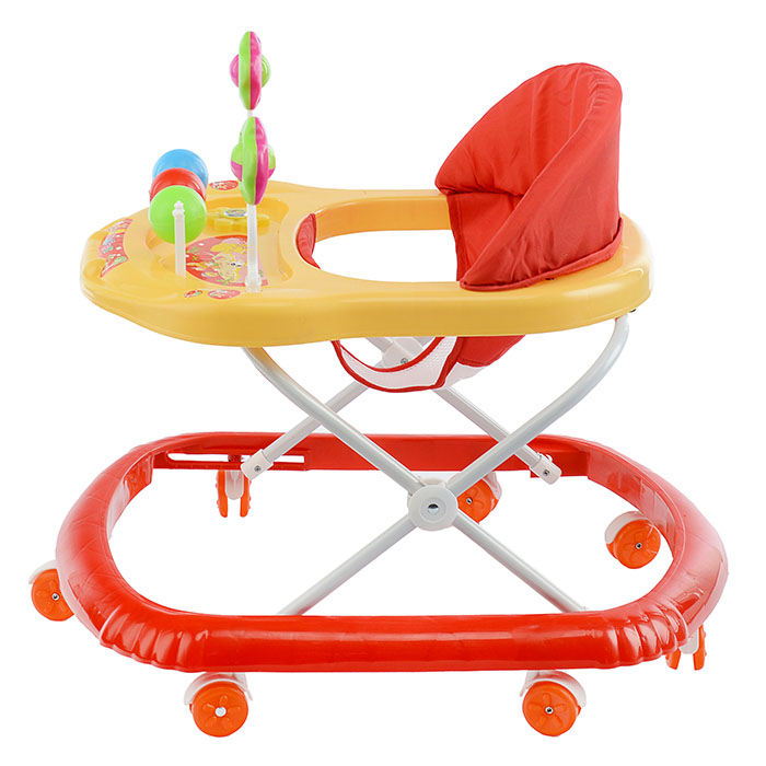 Ходунки 902-C-4 "Шарики с цветочками" с погремушками и шарами (оранжевый) в пакете