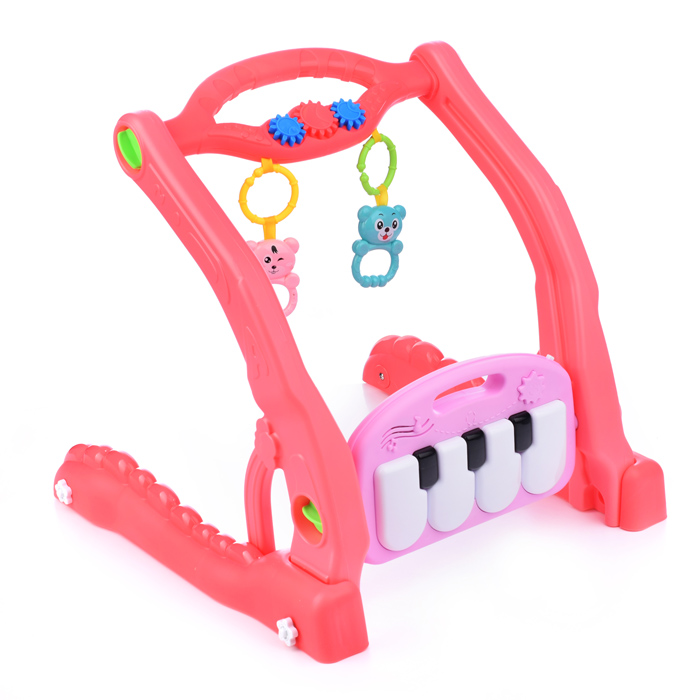Коврик развивающий/ходунки 696-R29 "Веселые друзья" розовый, с пианино, в коробке