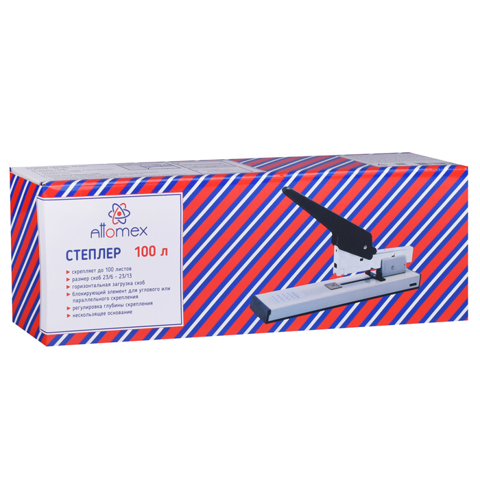 Степлер большой мощности "Attomex" 23/6-23/13 (до 100 листов, глубина скрепления 50 мм) металлически