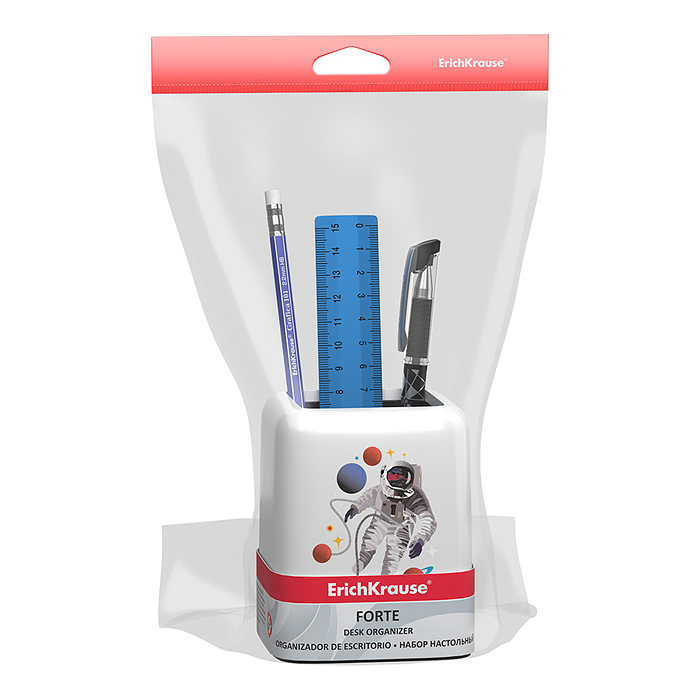 Набор настольный пластиковый Forte, Cosmonaut, белый с черной вставкой