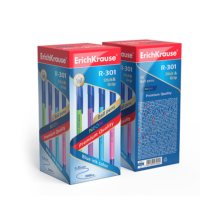 Ручка шариковая R-301 Neon Stick&Grip 0.7, цвет чернил синий 