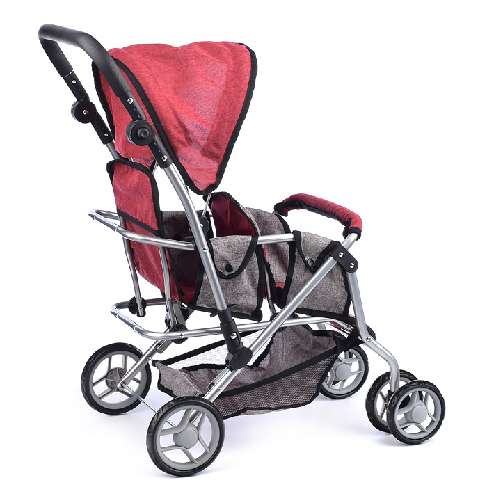 Коляска для кукол 9668 металлическая, для двух кукол, в коробке