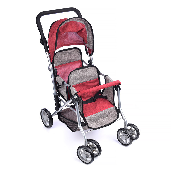 Коляска для кукол 9668 металлическая, для двух кукол, в коробке