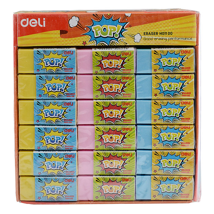 Ластик POP ассорти Эко ПВХ, мягкое стирание каждый в индивидуальной упаковке