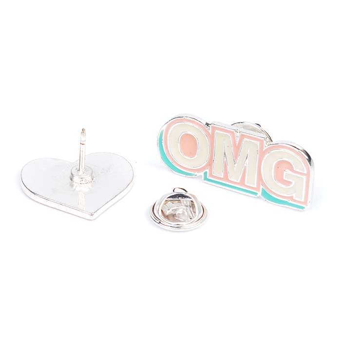 Набор значков "Selfie&Shoes" эмалированные, размер изделий: очки 2,2x1,3 см, OMG 3,4x1,4 см
