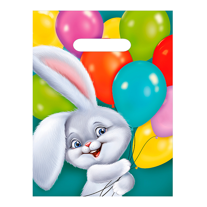 Полиэтиленовый пакет "Зайчик с шарами" формат А4