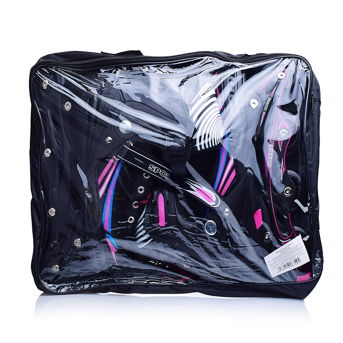 Роликовые коньки U001754Y раздвижные, PU колёса, черно-розовые, размер L, в сумке