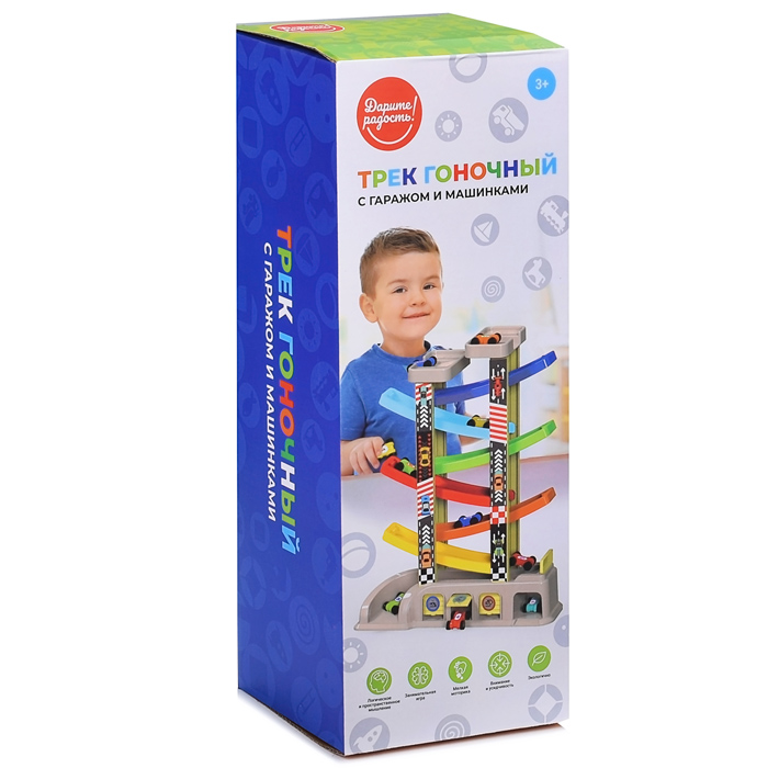 Трек гоночный UT0061 с гаражом и машинками, в коробке