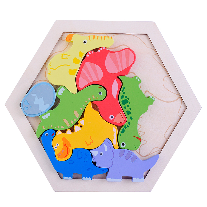 Пазл-вкладыш D1077 "Дружные динозаврики"