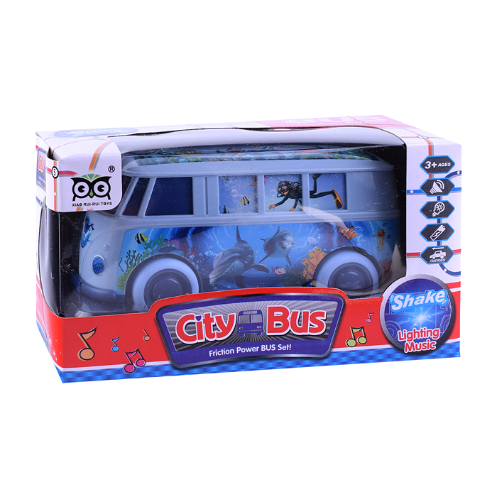 Автобус 2021610M "Подводный мир" инерционный, на батарейках, в коробке