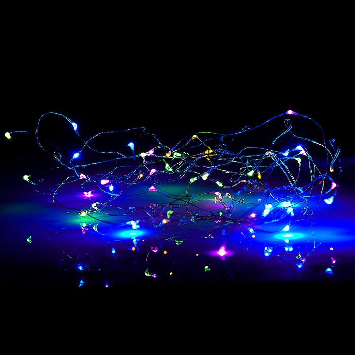 Электрогирлянда светодиодная Роса, 10 м, 100 ламп, цветная