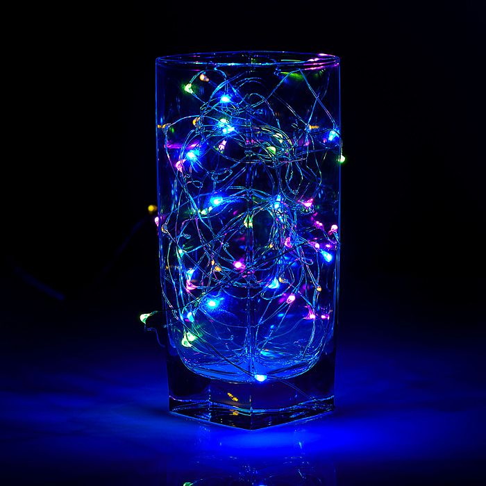 Электрогирлянда светодиодная Роса, 10 м, 100 ламп, цветная