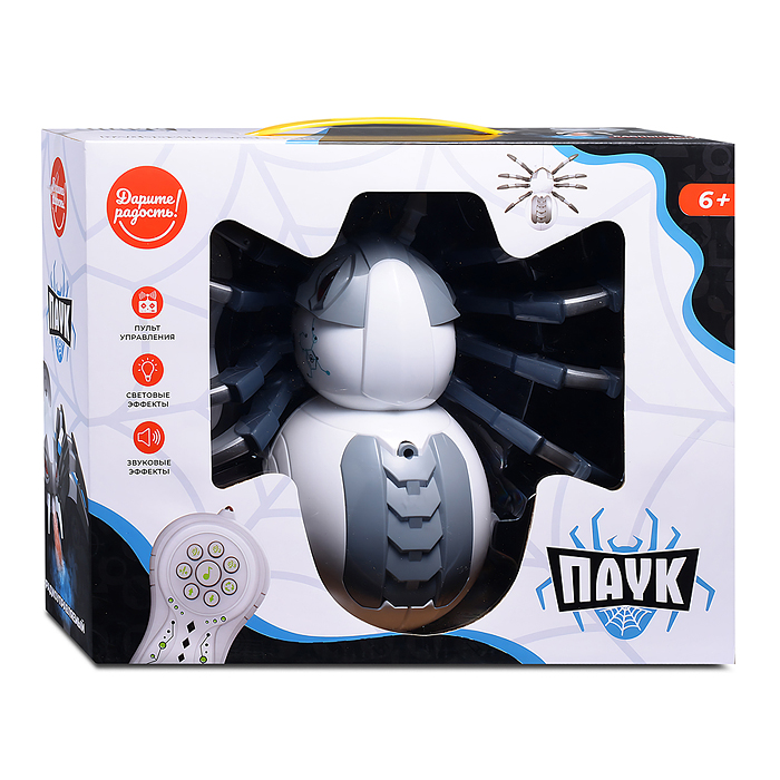 Паук радиоуправляемый, эффект дыма,световые и звуковые эффекты, цвет белый