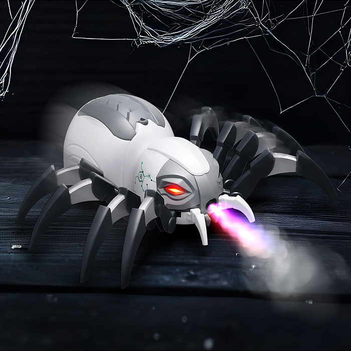 Паук радиоуправляемый, эффект дыма,световые и звуковые эффекты, цвет белый