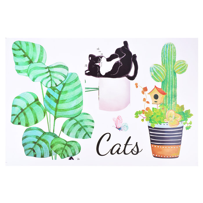 Интерьерная наклейка "Funny kitten" 60x90 см, ПВХ, в пластиковом пакете с блистерным подвес