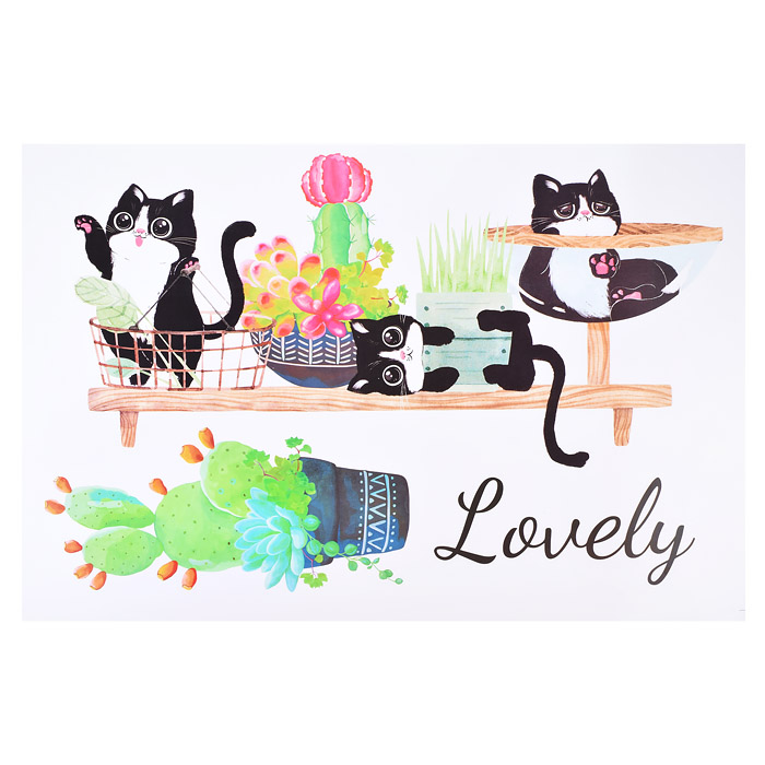 Интерьерная наклейка "Funny kitten" 60x90 см, ПВХ, в пластиковом пакете с блистерным подвес