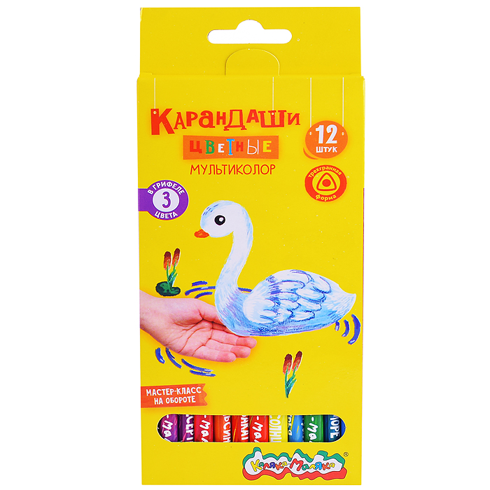 Набор цветн. каранд 3 цв. 12 шт., мультиколор в грифеле 