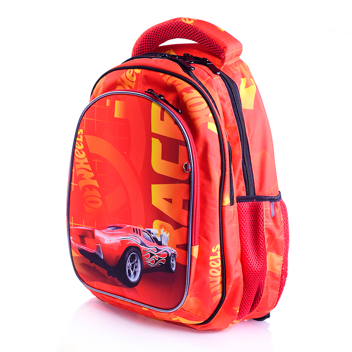 Рюкзак "Hot Wheels" облегченный с анатомической спинкой, 3 отделениями на молнии, на каждой мо