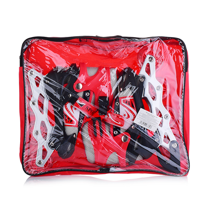 Ролики детские, S черно-красные с белым