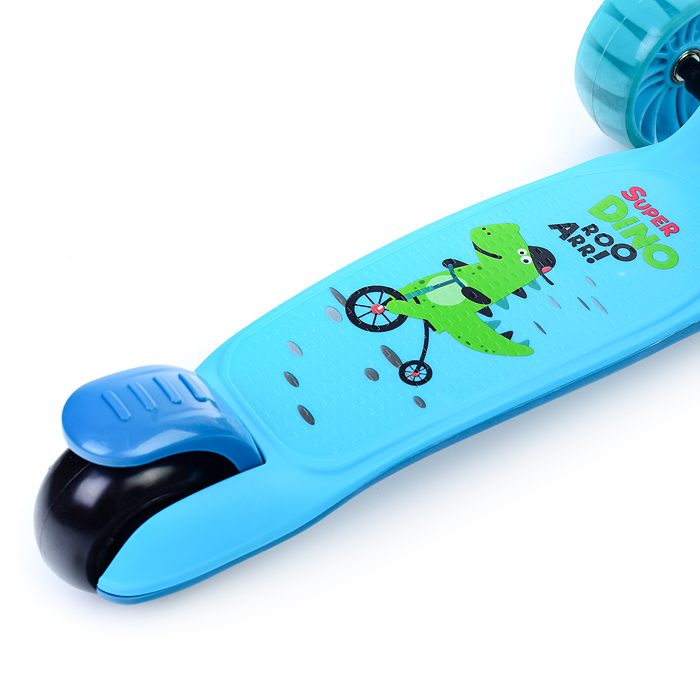 Самокат U038245Y 3-х кол., голубой, светящиеся колёса, PU, ABEC 7, в коробке