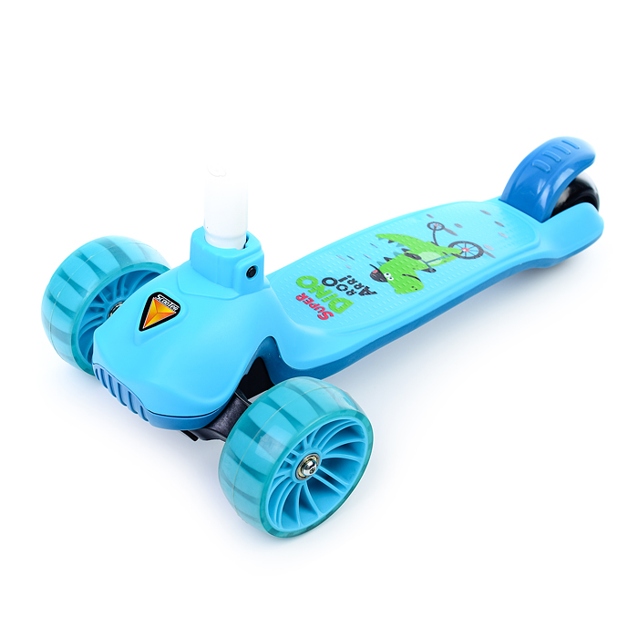 Самокат U038245Y 3-х кол., голубой, светящиеся колёса, PU, ABEC 7, в коробке