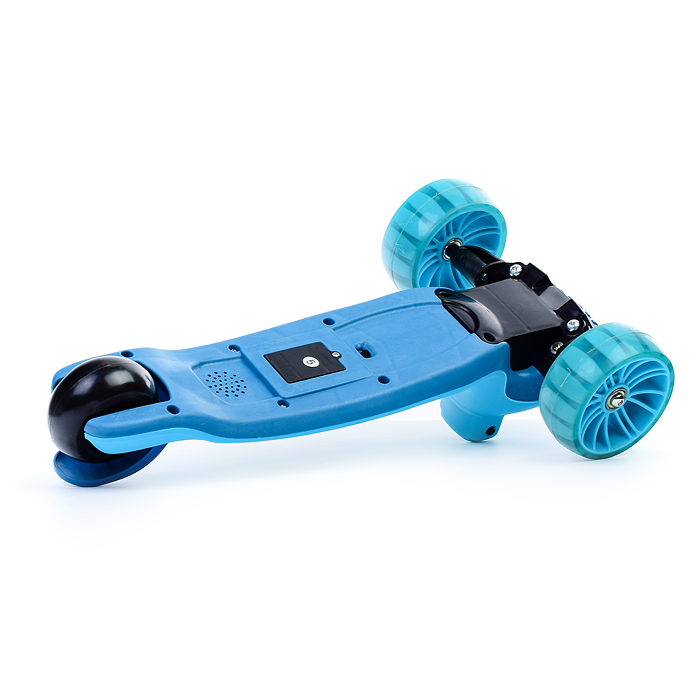 Самокат U038245Y 3-х кол., голубой, светящиеся колёса, PU, ABEC 7, в коробке