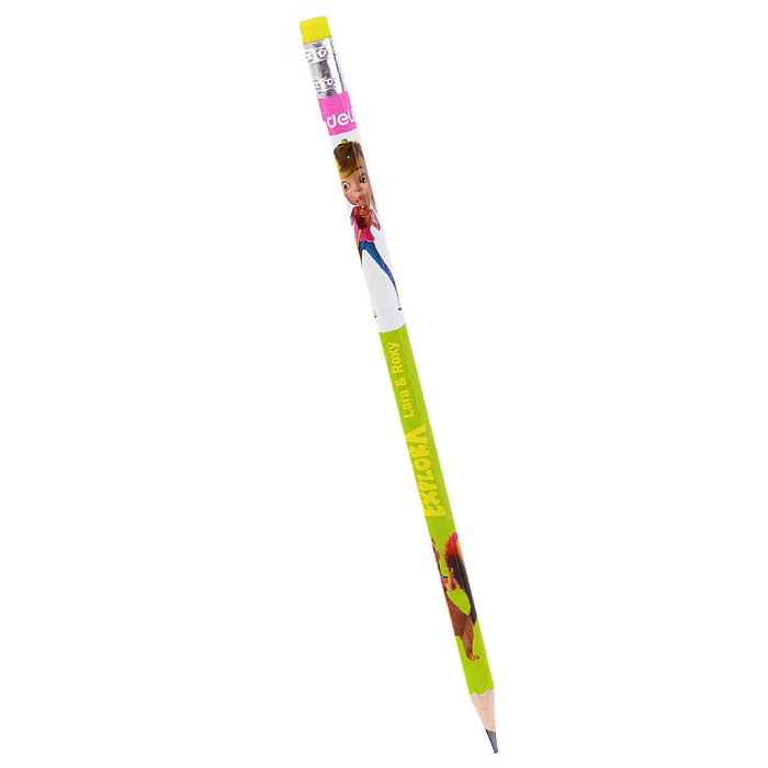 Карандаш чернографит супермягкий дерево  тополь ластик корпус с рисунком ассорти 