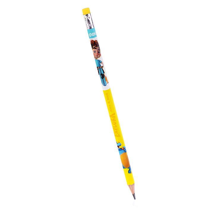 Карандаш чернографит супермягкий дерево  тополь ластик корпус с рисунком ассорти 