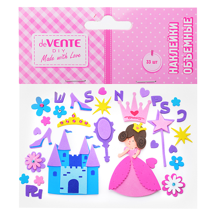 Фото к товару Наклейки объемные "Princess" из фоамирана, 33 шт, в пластиковом пакете с блистерным подвесо Наклейки объемные "Princess" из фоамирана, 33 шт, в пластиковом пакете с блистерным подвесо