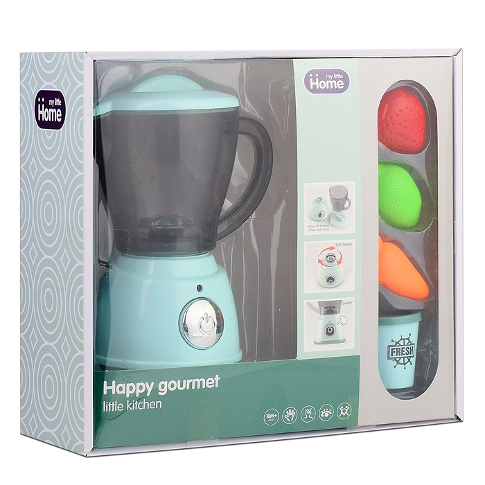 Бытовая техника A1007-4 "Соковыжималка" с набором продуктов, бирюзовый, (свет, звук) в коробке