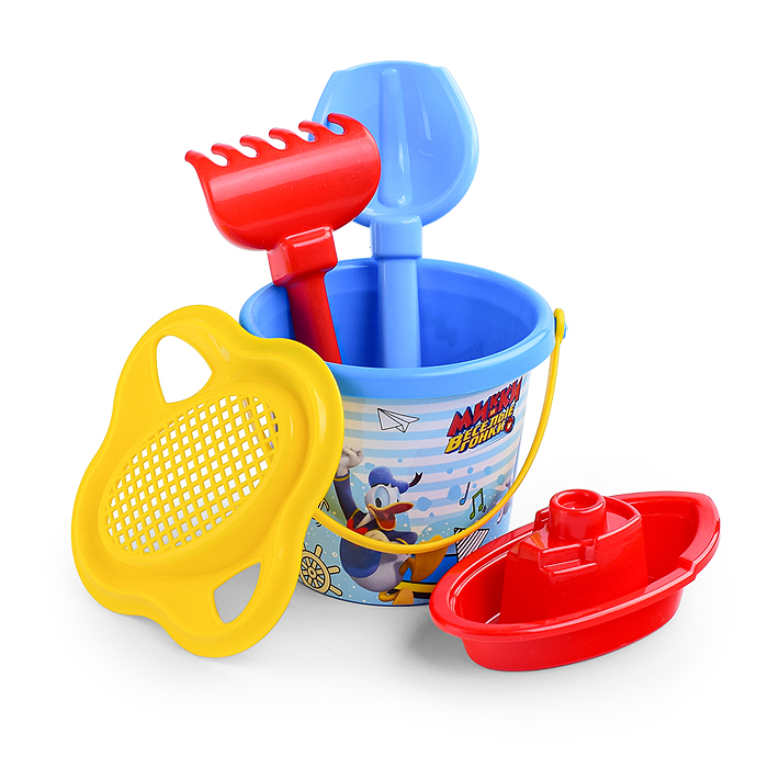 Набор Disney «Микки и Весёлые гонки» №3: ведро малое с наклейкой, ситечко-цветок, совок №2, грабельк