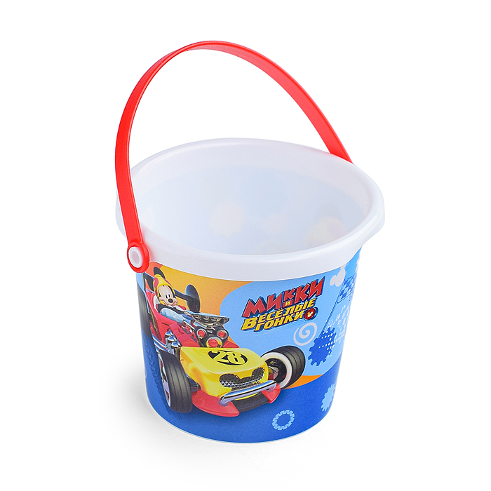 Набор Disney «Микки и Весёлые гонки» №3: ведро малое с наклейкой, ситечко-цветок, совок №2, грабельк
