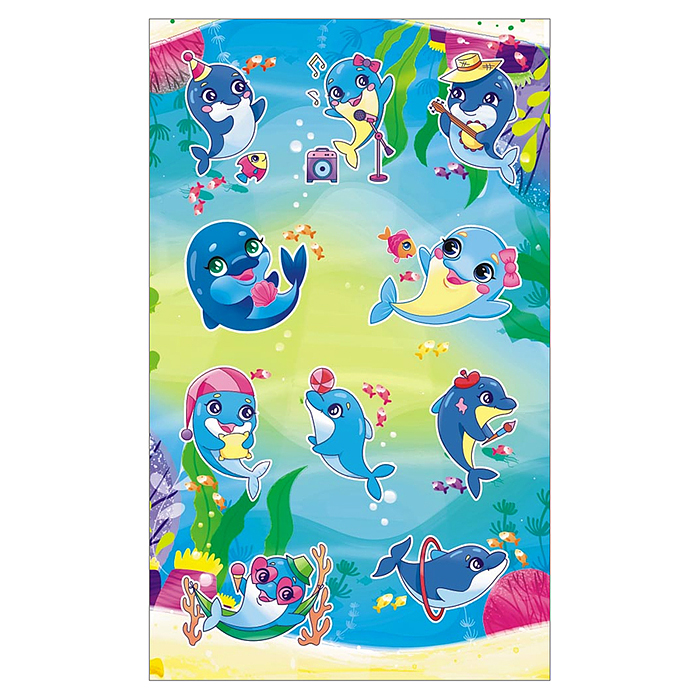 Наклейки (21 глиттер) "Дельфины"