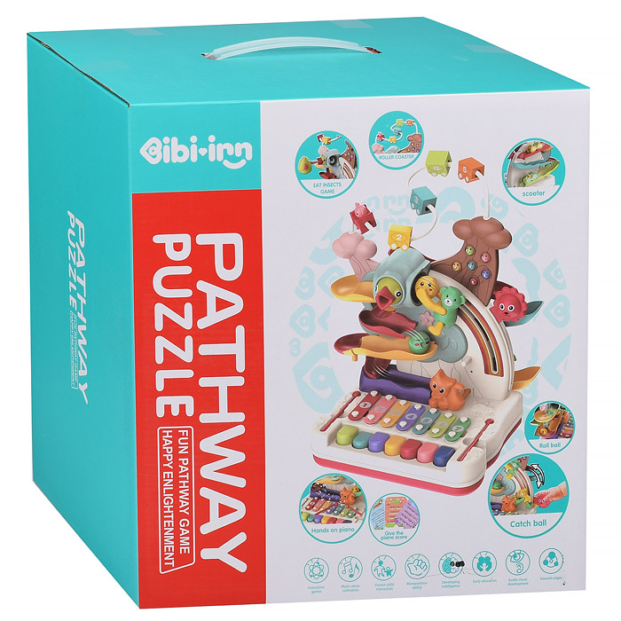 Модуль развивающий 688-33 "Веселые зверята" с металофоном и пианином, в коробке