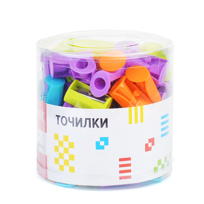 Точилка для карандашей 1 отверстие, без контейнера, пластмассовая, в пластиковой тубе, асс