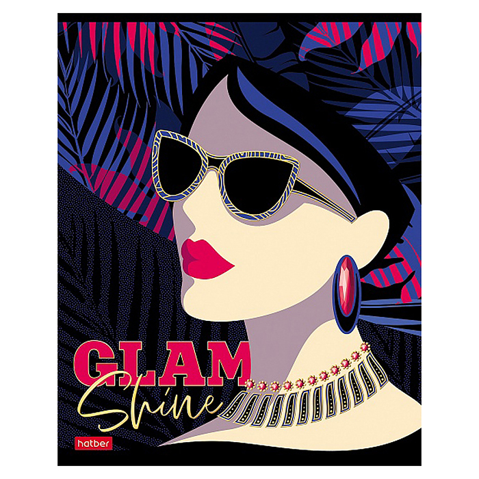 Тетрадь 48л клетка "Королева гламура" 65г/кв.м на скобе мат.ламин. 3D фольга 3D лак 