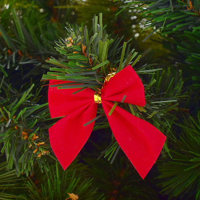 Новогоднее украшение S0911 "Бантики" красные (6шт.* 8см.)