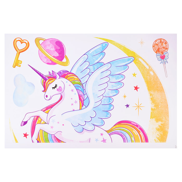 Интерьерная наклейка "Unicorn" 60x90 см, ПВХ, в пластиковом пакете с блистерным подвесом