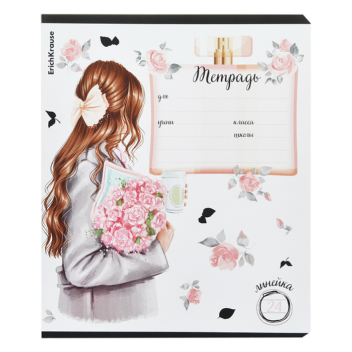 Тетрадь 24 л. линейка "Fashion Girl" выборочный УФ-лак с глиттером