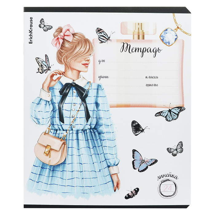 Тетрадь 24 л. линейка "Fashion Girl" выборочный УФ-лак с глиттером