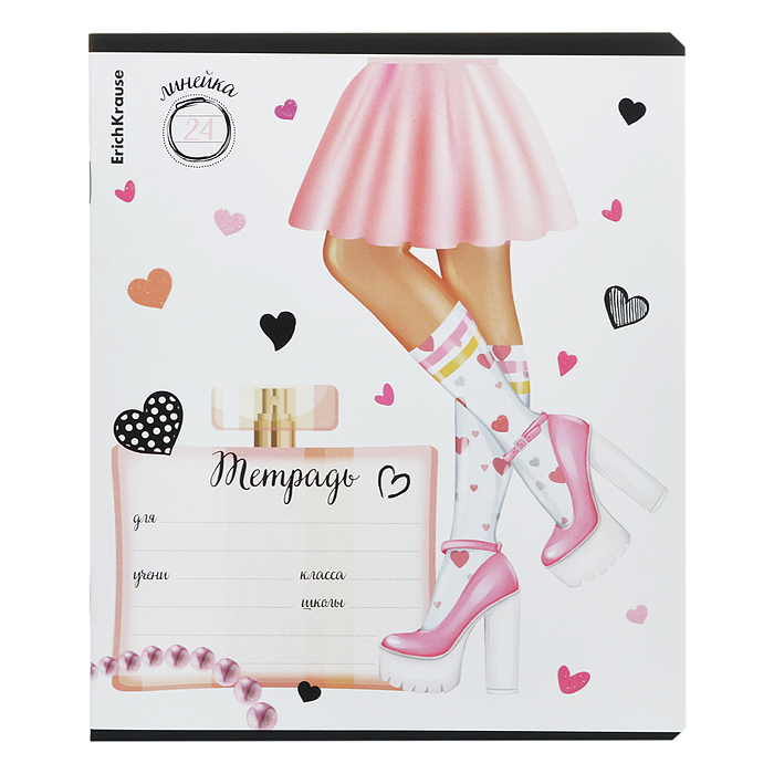 Тетрадь 24 л. линейка "Fashion Girl" выборочный УФ-лак с глиттером