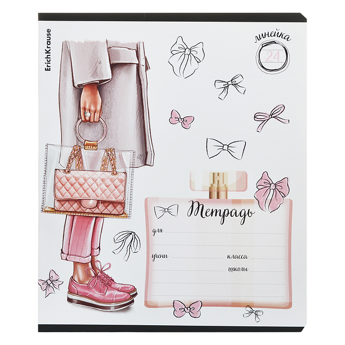 Тетрадь 24 л. линейка "Fashion Girl" выборочный УФ-лак с глиттером