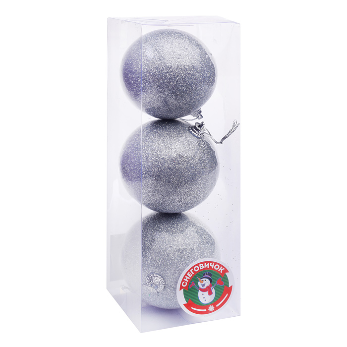 Набор елочных шаров S1804 (8см*3шт) серебро