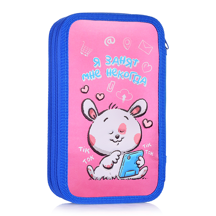 Пенал "Flocky" 20,5x12 см, двухстворчатый прямоугольный, на молнии, картон с покрытием из ф